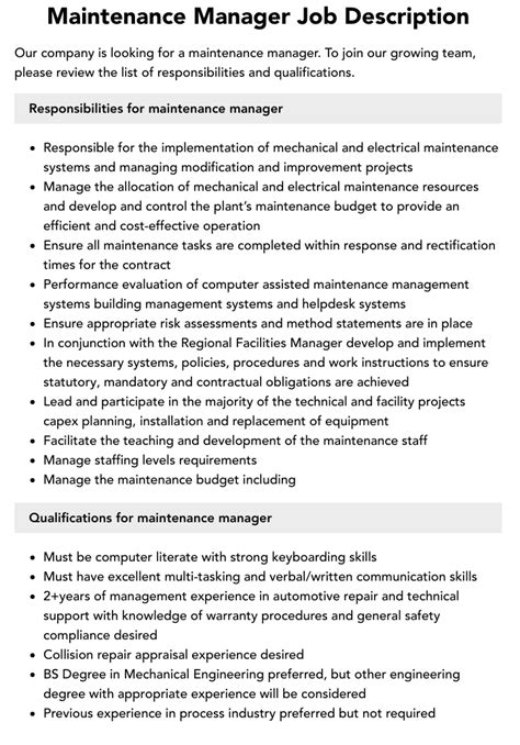 maintenance manager jobs|Operation and maintenance manager Jobs .